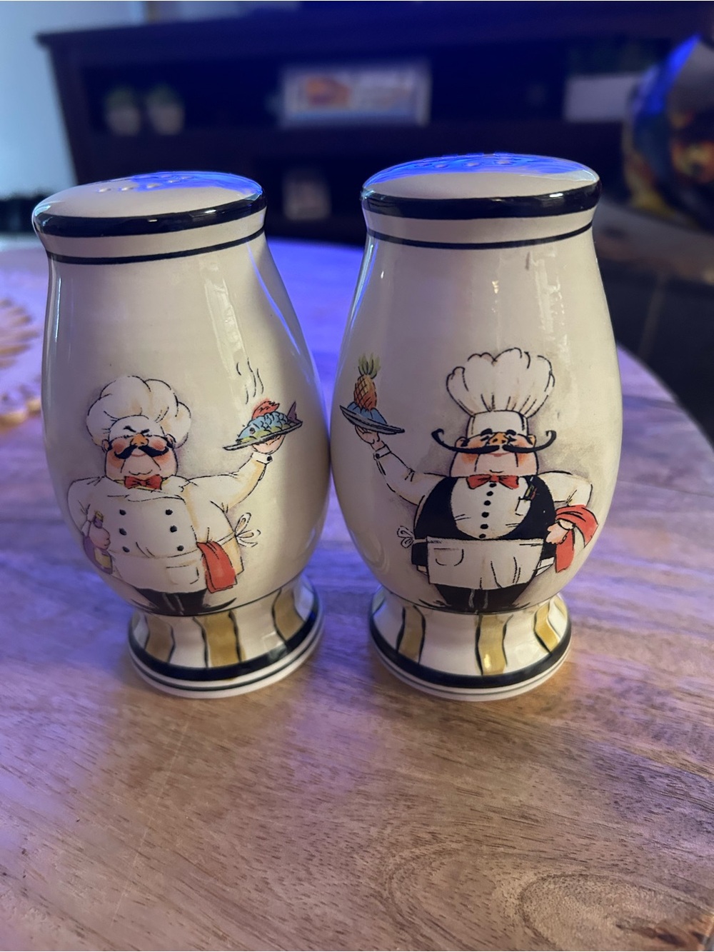 Chef Salt and Pepper Shakers - Ceramic Cartoon Chef Design, White